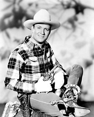 #ad Gene Autry sits on his saddle with gun drawn 4x6 inch photo $9.99