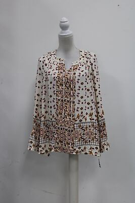 #ad Style amp; Co. Printed Peasant Top Flourishing Ivory XL $14.99