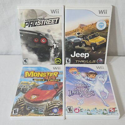 #ad wii games Lot Of 4 family games Nintendo Racing Dora Need For Speed Jeep All CIB $39.00