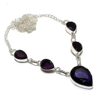 #ad Amethyst Gemstone Handmade 925 Sterling Silver Jewelry Necklace 18quot; $20.00