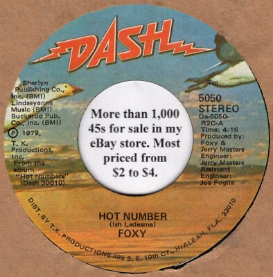 #ad 45 RPM RECORD: Foxy disco 45 rpm quot;Hot Numberquot; on Dash Records $2.00