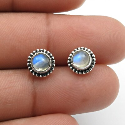 #ad Mothers Day Gift Rainbow Moonstone Stud Earrings 925 Sterling Silver Jewelry H5 $14.94