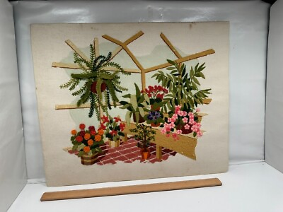 #ad Vintage Sunset Stitchery Garden Greenhouse # 2370 Needlepoint Unframed Finished $42.49