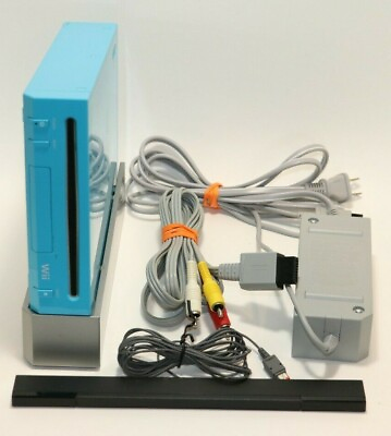 #ad Nintendo Limited Edition Wii Console Stand Sensor Bar amp; Cords BLUE RVL 101 USA $94.77