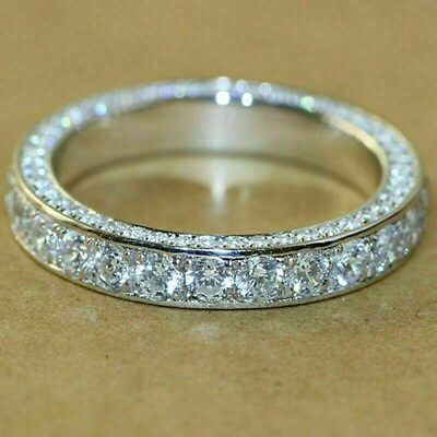 #ad 2.50 Ct Lab Created Round Diamond Wedding Band Ring 14k White Gold Finish $67.50