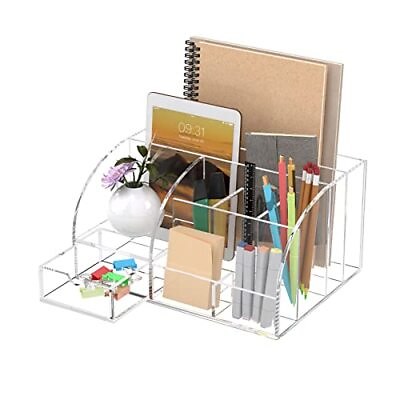 #ad Office Desk Organizer and Accessories Acrylic Desk Organizer with 8 Compartme... $30.05
