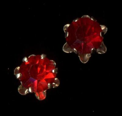 #ad New 14K Solid Yellow Gold 5mm Round Red Crystal CZ Solitaire Stud Earrings ZN $24.95