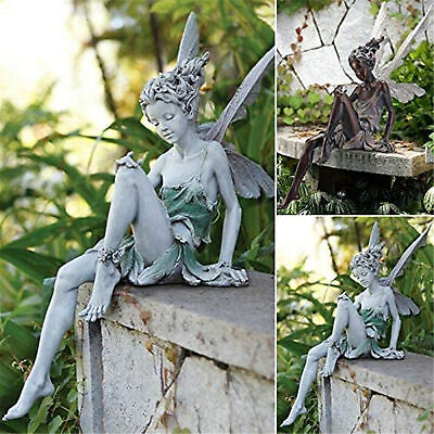 #ad Garden Ornament Sitting Magical Fairy Figurine Angel Statue Home Decor 7IN $12.74