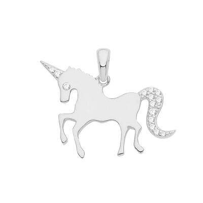 #ad Sterling Silver Rhodium Unicorn Charm $51.07