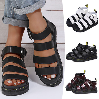 #ad Summer Womens Flatform Sandals Summer Ankle Strap Chunky Fashion Block Shoes $27.99