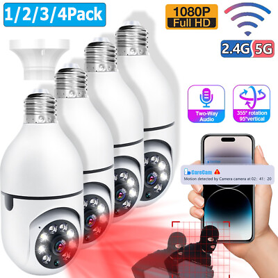#ad 360° 1080P IP E27 Light Bulb Camera Wi Fi Wireless Smart Home Security IR Night $73.98