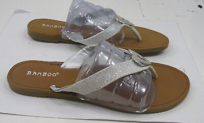#ad NEW FLIP FLOP SILVER WITH HEART Sandal Shoes women Size 7 $12.99