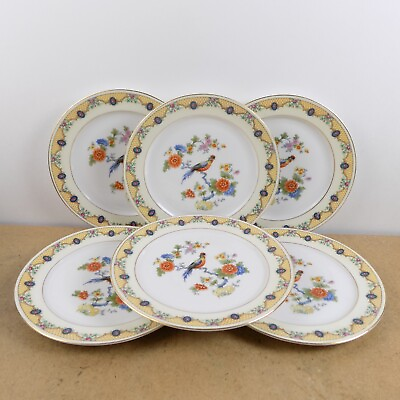 #ad 6 Royal Epiag Bird Salad Plates Czechoslovakia Vintage Porcelain $49.99