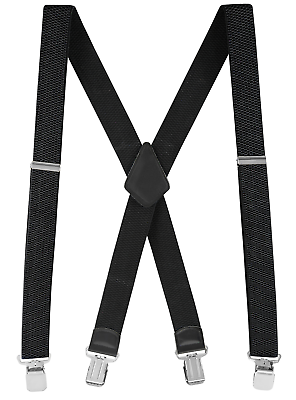 #ad Buyless Fashion Textured Suspender Mens 48 Adjustable Straps 1 1 2 X Back $14.47