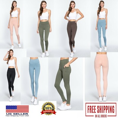 #ad High Waist Yoga Pants Pockets Sport Women Gym Compression Leggings Fitness Tight $29.99