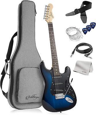 #ad 39 Inch Electric Guitar Blue Black Full Size Guitar Kit with Padded Gig Bag $151.30