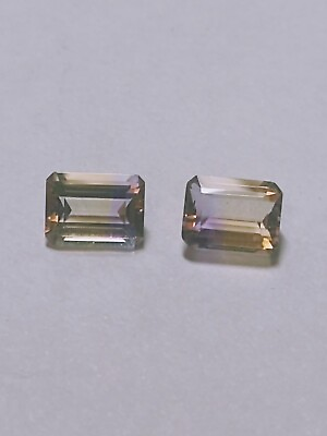 #ad Perfect Matching Pair Nat. 1.55 amp; 1.20ct IF Clean 8x6mm Emerald Cut Ametrines $15.99