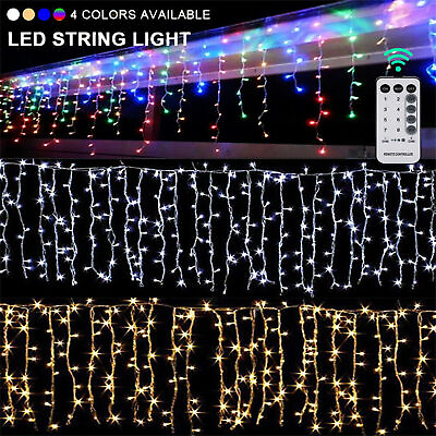 #ad 96 480 LED Hanging Icicle Curtain Lights Outdoor Fairy Xmas String Wedding Lamp $76.54