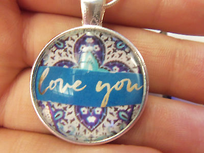 #ad HANDMADE LOVE YOU PENDENT WITH 24quot; SILVER SNAKE CHAIN NECKLACE NEW $11.99