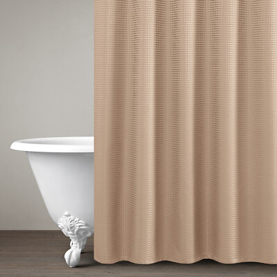#ad WAFFLE WEAVE FABRIC SHOWER CURTAIN FOR BATHROOM SOLID WATERPROOF WITH HOOKS $20.99