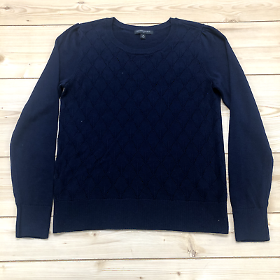 #ad Banana Republic Blue Knit Crew Neck Long Sleeve Pullover Sweater Womens Size M $14.00