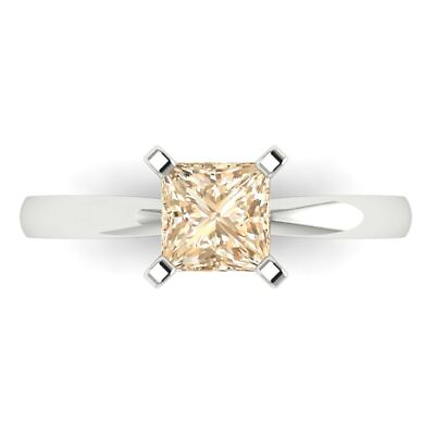 #ad 1 Princess Designer Statement Bridal Natural Morganite Ring Solid 14k White Gold $252.74