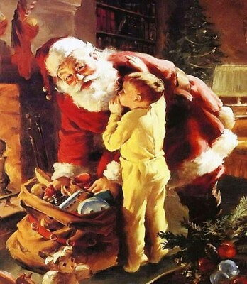 #ad Set of TWO 5x7 Vintage Retro Christmas List for Santa Craft Fabric Blocks $12.95