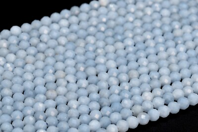 #ad Natural Blue Angelite Beads Grade AAA Faceted Round Loose Beads 2 3 3 4MM $5.82