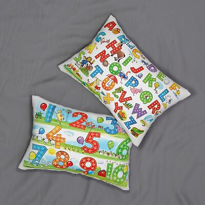 #ad Decorative Pillow for Kids Spun Polyester Lumbar 2 Sided Print Numbers Letters $38.00
