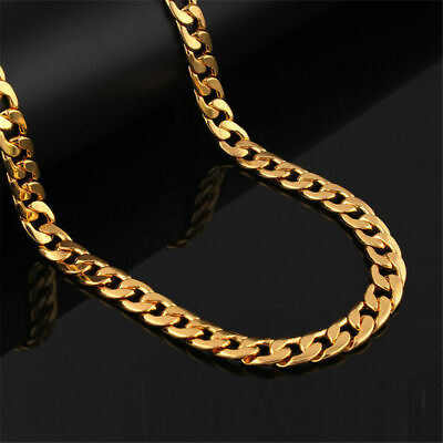 #ad 14k Solid Yellow Gold Cuban Link Chain Necklace Jewelry Men#x27;s Women Size 20 24quot; $3.16