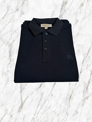 #ad Burberry Short Sleeve Men#x27;s Solid Check Polo Shirt Black $122.95