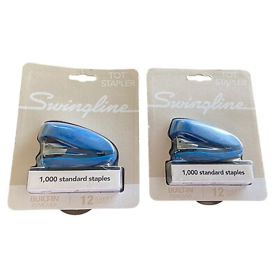 #ad Set of 2 Swingline Tot Mini Staplers 12 Sheet Cap Jam Free w 1000 Staples NIB $12.95