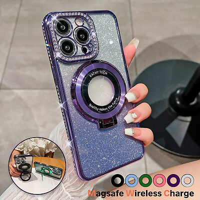 #ad #ad Glitter Bling Diamond Mag Safe Magnetic Case For iPhone 15 14 Pro Max 13 12 11 $10.50