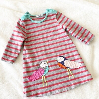 #ad Baby Boden Spring stripped opaque Robin Bird dress Tunic Top Size 3 6 mos $20.00