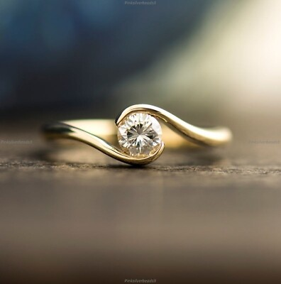 #ad Twisted Band Wedding Ring 14k Yellow Gold Natural Diamond Jewelry $665.00