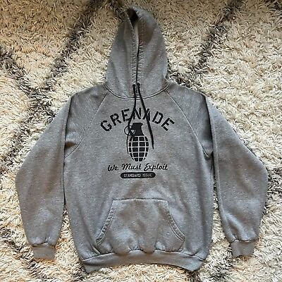 #ad Hand Grenade Standard Issue Hoodie Pullover Grey Men#x27;s Large $30.00