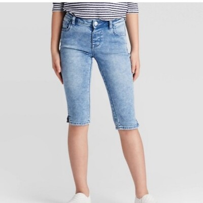 #ad Cat amp; jack girls’ jeans Capri medium blue super stretch adjustable waist $10.25