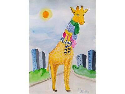 #ad Original watercolor painting Giraffe nursery decor hand painted wall art $77.00
