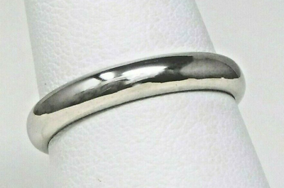 #ad 14 kt WHITE GOLD 3.7 mm Half Round WEDDING BAND Ring Size 7.75 Almost 8 B2513 $298.80