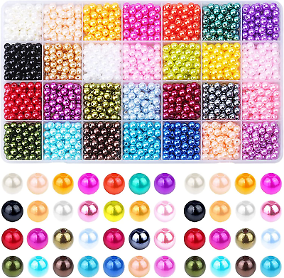 #ad 1960PCS Pearl Beads 6Mm 28 Colors Multicolor Pearl Beads Loose Pearls for Craft $31.99