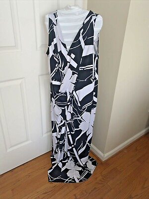 #ad LANE BRYANT nwot Loose Fit Maxi Dress Geometric Black Grey White 14 16 ❤️tb1000b $39.00