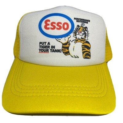 #ad Esso Trucker Hat Mesh Vintage Hat Adjustable Cap Tiger in your Tank $18.99