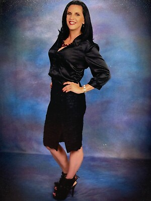 #ad 2F Photograph Beautiful Woman Glamour Shot Studio Photo Black Dress Hair Lovely $14.50