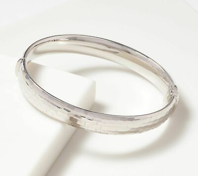 #ad QVC Sterling Diamond Cut Mosaic Bangle Bracelet 40g by Silver Style 7 1 4quot; $189.00