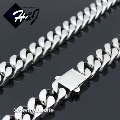 #ad 16 40quot;MEN Stainless Steel HEAVY WIDE 12mm Silver Miami Cuban Curb Chain Necklace $41.99