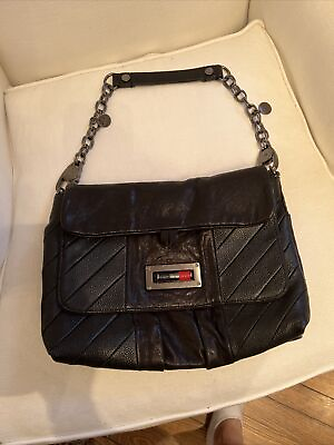 #ad handbag real genuine leather black brooks brothers black fleece purse 1818 pig $150.00