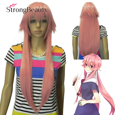 #ad Long Cosplay Wig Synthetic Pink Hair Women Halloween Wigs $23.99