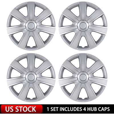 #ad #ad 14quot; Set of 4 Silver Wheel Covers Snap On Full Hub Caps fit R14 Tire amp; Steel Rim $51.24