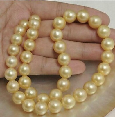 #ad 18quot; AAAA 9 10MM GOLDEN SOUTH SEA NATURAL PEARL NECKLACE YELLOW P CLAS $30.00