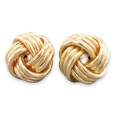 #ad 14K Yellow Gold 11mm Lovers Knot Stud Earrings $256.98